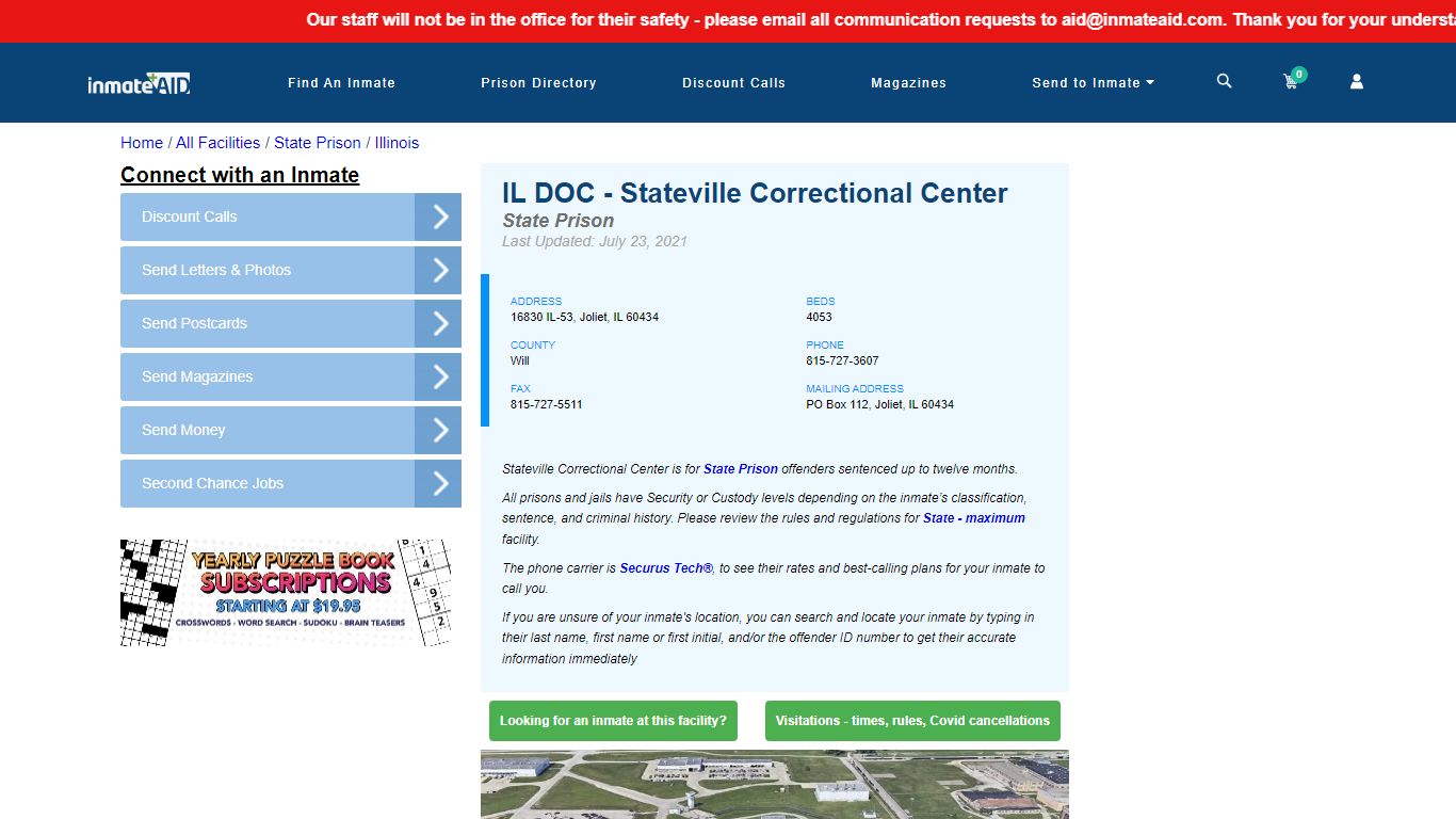 IL DOC - Stateville Correctional Center & Inmate Search ...